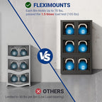 FLEXIMOUNTS 304 QT Stackable Storage Bins With Lids, Collapsible Plastic Storage Bins, Closet Organizers and Storage Containers with Doors and Built-in Wheels For Home, 4 Pack Cubes, Black