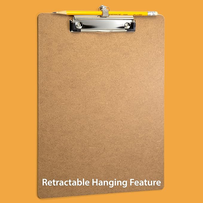 Achieva Recycled Wood Clipboard, Letter Size, Low Profile Clip with Pen Holder, 12 PK (68001)