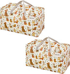VENO 2 Pack Moving Bags and Large Christmas Decoration Storage Bins with lids. Alternative to Moving Boxes, Packing Supplies for College. Heavy Duty Totes (Holiday Pups, 2 Pack)