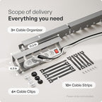 PAMO Cable Management Under Desk for Easy mounting Under-Table I Set of 3 - with 10X Cable Ties I Desk Organizer for Office/Home Office Table Thoughtful Cable Tray Holder