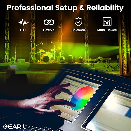 GEARit DMX to DMX Stage Lighting Cable (50 Feet, 2-Pack) DMX Male to Female (XLR Compatible) 3-Pin Balanced Shielded for DJ LED Moving Head Par Light, Mic Mixer, Recording Studio, Podcast - 50ft