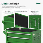 Greenvelly 8-Drawer Rolling Tool Chest, Metal Tool Chest with Wheels, Tool Cabinet with Detachable Top Tool Box, Metal Tool Cart with Liner & Hooks for Garage, Workshop, Warehouse (Green)