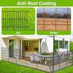 10 Panels No Dig Decorative Outdoor Garden Fence for Yard, 48 in(H) X 26.25 ft(L) Animal Barrier Fencing Rustproof Metal Wire Panel Border for Dog, Rabbits, and Patio Temporary Ground Stakes