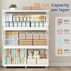 150Gal Extra Large Stackable Storage Bins with Lid, 600Qt Collapsible Storage Box with Wheels, Closet Organizers and Storage Cabinet Container for Home, Kitchen, Office, 3Pack White Clear