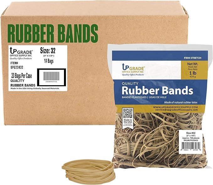 Upgrade Rubber Bands, Size 32, 1 lb Bag, Made in USA