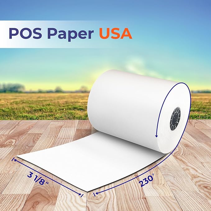 3 1/8" x 230' Thermal Paper (30 Rolls/Case) - BPA Free