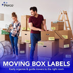 Perco Metallic Gold 3x5 Inch Perforated Sticker Labels — 150 Stickers Per Roll — with Permanent Adhesive for Product Labeling, Gift Boxes, Event Signage, Decorative Packaging & More — Made in USA