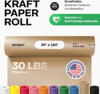 IDL Packaging 24" x 2160" (180 feet) - Brown Kraft Paper Roll - 30lb Thickness - Quality Paper for Packing, Moving, Shipping, Crafts - 100% Recyclable Natural Kraft Wrapping Paper