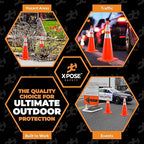 Xpose Safety 36 Inch Orange Traffic Cones with 6" & 4" Collars, 8-Pack - Multipurpose PVC Plastic Safety Cone for Parking, Soccer, Caution, Kids and Construction - DOT Approved