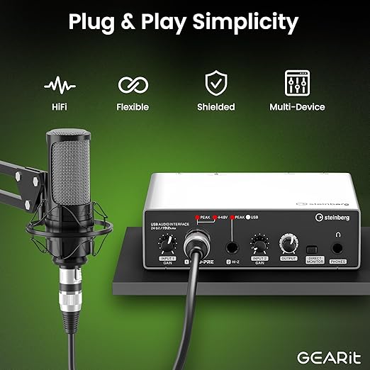 GEARit XLR Male to Female Microphone Cable (3 Feet, 6-Pack) 3-Pin Balanced Shielded Mixer, Recording Studio, Podcast - Black