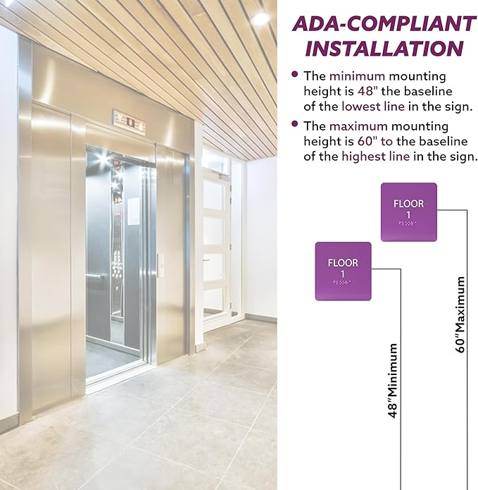 Clean Grey ADA Floor 1 Sign with Braille – Made from Durable Acrylic and Ready to Mount
