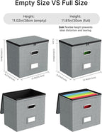 Oterri 2 Pack File Organizer Boxes with Lids, File Box with Mesh Pockets, Document Organizer Box for File Folders Letter Size, Zippers Filing Box for Home, Office, School (Grey, Without Folders)