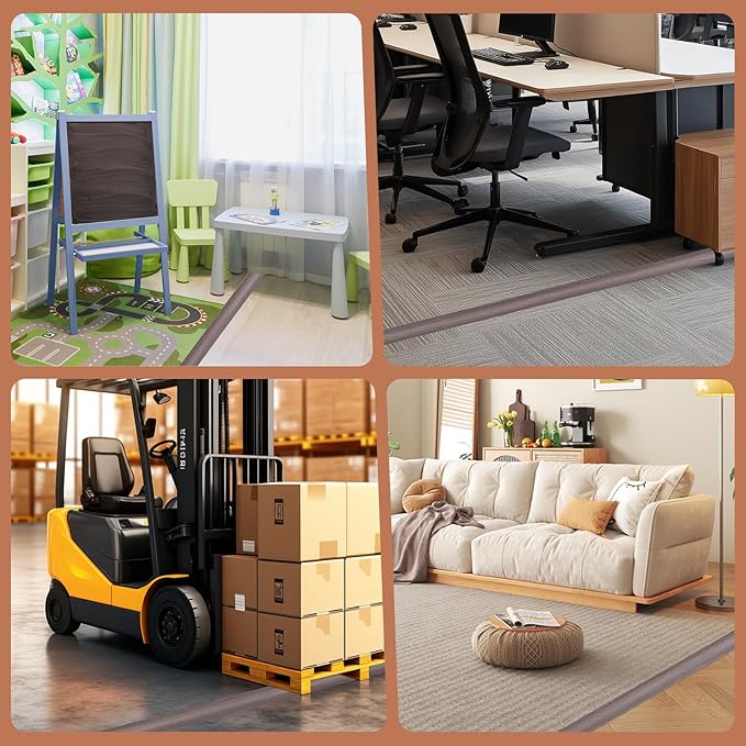 Floor Cord Cover for Wires on Floor Self Adhesive Cord Hider Floor Cable Management Wire Covers for Cords Protector Prevent Cable Trips Cord Cavity W 0.32" x H 0.32", Grayish Brown Wood, 20Ft