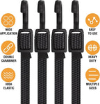 Bungee Cords, Flat Adjustable Bungee Cords with Hooks Heavy Duty 48 Inch, Elastic Rubber Black Bungee Straps with Buckle Hooks for Outdoor, Camping, Tarps, Bike Rack, Tent, Truck, 6 Pack