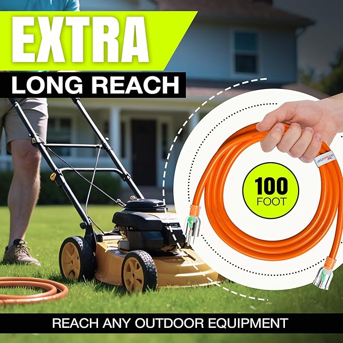 100ft Outdoor/Indoor Extension Cord 10/3 Gauge Ultra Heavy Duty 3 Prong SJTW, Waterproof, ETL Listed, Flexible Cold-Resistant Long Power Cord,15A 125V 1875W, Orange by LifeSupplyUSA