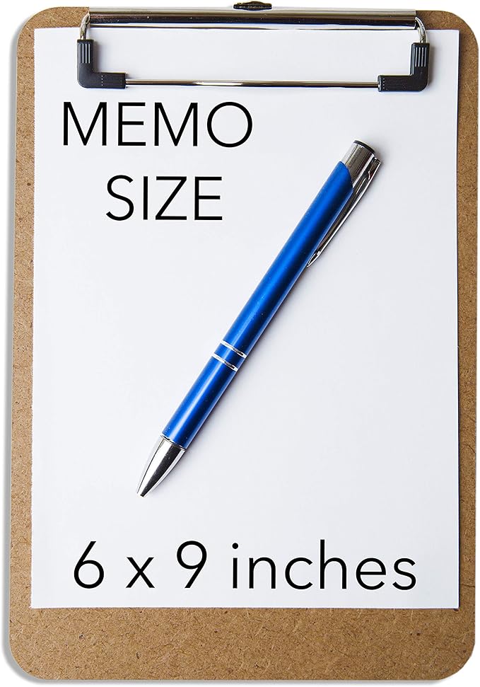Mini Clipboard 6" x 9" (Set of 6) Memo Clipboard | Small Clipboards 6x9 with Low Profile Clip, Mini Clipboards 6x9 Menu Holder, Ideal for Kids, Classrooms, Parties, Hosting Events, and Crafts