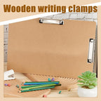 Henoyso 4 Pcs 11x17 Clipboard Wooden Lap Board with Low Profile Clip Brown Double Landscape Clip Hardboard Drawing Board Landscape Horizontal Large Clipboard for Desk Paper Sketching Art Supplies