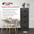 FireKing Turtle Vertical 4 Drawer Legal and Letter Fire Safe File Cabinet with Key Lock, 1 Hour Fire Rated, UL Rated & Water Resistant Home Safe, Filing Cabinet, Made in The USA, Black