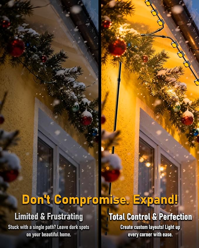 Y-Splitter for Govee Permanent Outdoor Lights, Waterproof Y-Connector Extension Cord Compatible with Govee 3Pin H705A/B/C, Expand Holiday Lighting for Christmas, New Year, 1 Female to 2 Male, Black