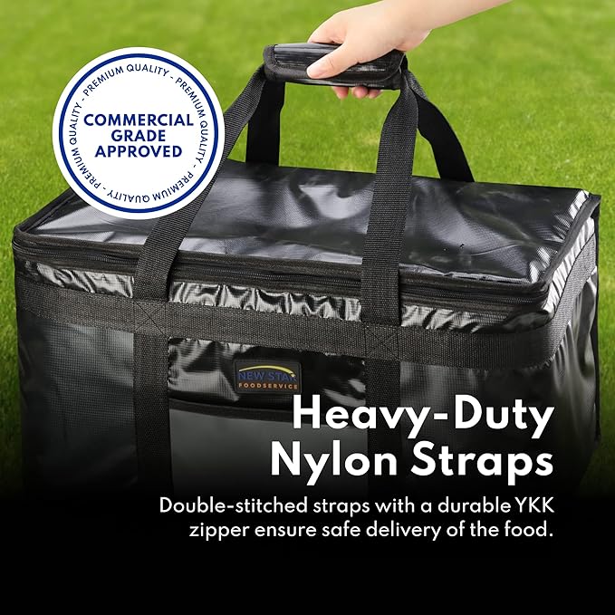 New Star Foodservice 1028683 Commercial Quality Insulated Food Delivery Bag Half-Size,(12" W x 11.5" H x 9.5" D)