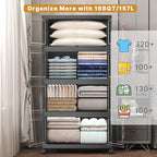 640Qt Stackable Storage Bins with Lids, 4 Pack Large Collapsible Bins with Wheels, Plastic Cabinet with Doors, Foldable Closet Organizers and Storage for Home, Dorm, Office, Black