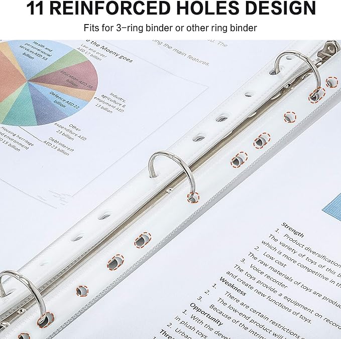 Sheet Protectors, PANDRI 600 Pack Clear Heavy Duty Plastic Page Protectors Sheet Reinforced 11-Hole Fit for 3 Ring Binder Fits Standard 8.5 x 11 Paper, 9.25 x 11.25 Top Loaded, Excluding Acid