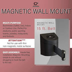 Crowd Control Warehouse - CCW Series WMB-220 Magnetic Wall Mount Retractable Belt Barrier - 15 Foot, Black Belt with Yellow ABS Case