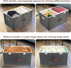 TYEERS Extra Large Collapsible Storage Bins with Lids and Compartments, Washable, Fabric Storage Boxes, 21.7x13x11.8 inches, 1 Pack, Black