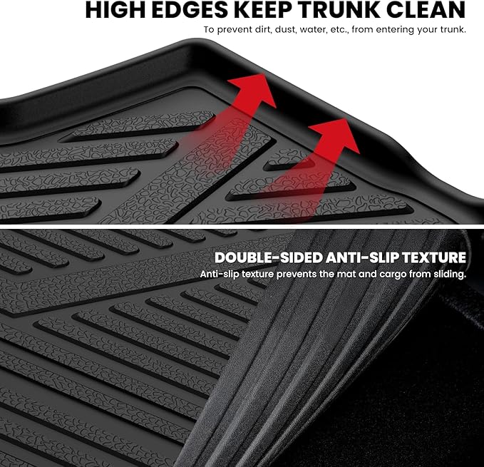 LASFIT Cargo Mats & Backrest for Kia EV9 2024 2025 2026, All Weather TPE Car Trunk Mats Custom Fit for Kia EV9 2026 2025 2024 Cargo Liners & Seatback, Black