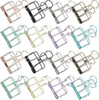 16 Pcs Hollow Binder Clips - 8 Colors Skeleton Design Paper Clamps for Office School Home Use, Organize Documents Files Notes(M,1.3x1.5in)