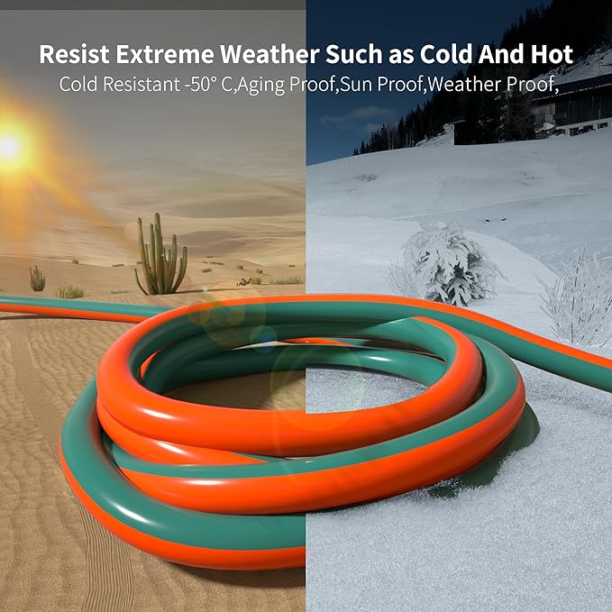 HUANCHAIN 12 Gauge 25 ft Outdoor Extension Cord with Lighted End, Heavy Duty Flexible Cold-Resistant 3 Prong Electric Cord Waterproof Outside, 15Amp 1875W 12AWG SJTW, Orange Green, ETL