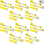 US Cargo Control E-Track Cam Buckle Straps (10-Pack), 2 Inch x 12 Foot E Track Straps with Cam Buckle and Spring E-Fittings, 2,500 LBS Break Strength, Easy-to-Use Tiedowns in Vans and Trailers