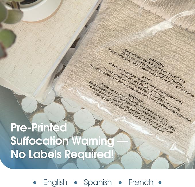 Spartan Industrial - 11” X 14” (200 Count) Self Seal Clear Poly Bags with Suffocation Warning for Packaging, T Shirts & - Resealable Glue