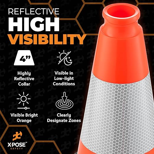 Xpose Safety 12 Inch Orange Traffic Cones - 4" Collar - Bulk Half Pallet 440 Pack - Multipurpose PVC Plastic Safety Cone for Parking, Soccer, Caution, Kids, and Construction - DOT Approved