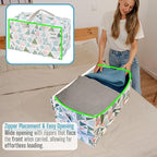 VENO 4 Pack Moving Bags and Large Christmas Decoration Storage Bins with lids. Alternative to Moving Boxes, Packing Supplies for College. Heavy Duty Totes (Pastel Forest, 4 Pack)
