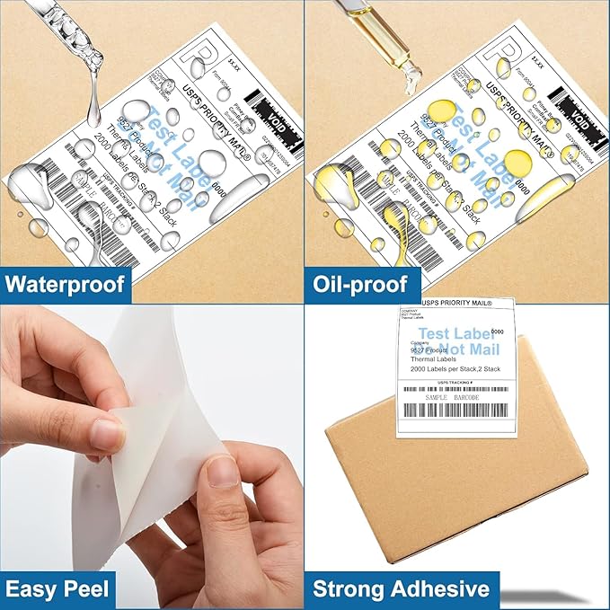 9527 Product 4 x 6 Thermal Labels - Pack of 100 Fanfold Labels for Direct Thermal Printer, White Perforated Shipping Label,100 Label per Stack,1 Stack