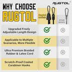 Adjustable Bungee Cords with Hooks, 6 Pack Heavy Duty Outdoor Carabiner Bungee Cord, Black Super Elastic Bungee Straps Easily Adjust from 7" to 48", Great for Cargo, Camping, Bike Racks, Tents