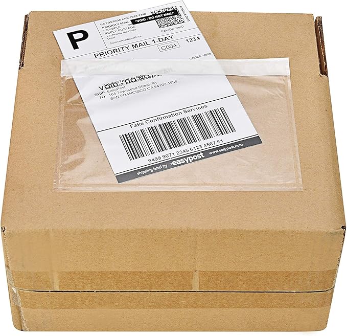 SJPACK 3000 7.5" x 5.5" Clear Adhesive Top Loading Packing List/Label Envelopes Pouches