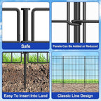 INJOPEXI Garden Fence 6 Panels 11.8ft (L)×30in (H) Decorative Garden Fences with 6 Panels Rustproof Wire No Dig Metal Garden Fence Animal Barrier Fencing for Yard Outdoor Patio - Without Fence Gate
