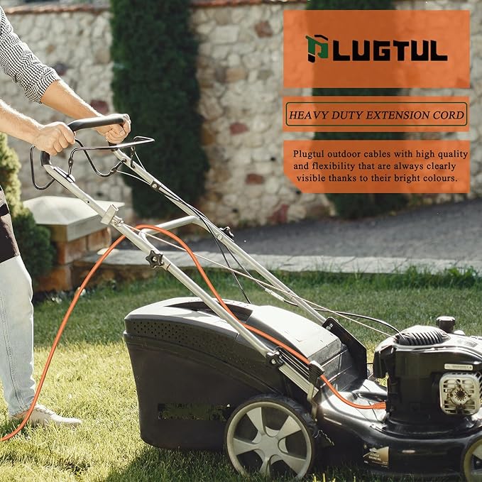 PLUGTUL 12/3 Outdoor Extension Cord 15 FT Waterproof, Heavy Duty 12 Gauge SJTW Extension Cord, 15A 1875W, ETL Listed, Great for Garden and Home, Orange