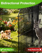 40in Tall 10-Panel Metal Garden Fence with Gate, No Dig Temporary Yard Fencing, Reusable Animal Barrier for Large Dogs & Garden Protection, Black(with Lock)