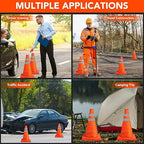 [5 Pack]18 Inch Collapsible Traffic Safety Cones - Parking Cones with Reflective Collars, Orange Safety Cones for Parking lot, Driveway, Driving Training etc