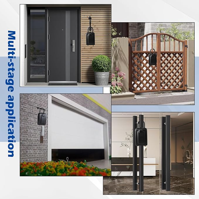 Key Lock Box, 12-Digit Code, Weatherproof Wall Mount, Large Capacity 5-8 Keys, Aluminum Alloy (Silver, 3.58 * 2.24 * 7.8IN with Shackle)