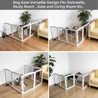 Dog Fence Indoor - 6-Panel Freestanding Dog Gate for Doorways,Hallways, House or Stairs -120x24-Inch Retractable Foldable Expandable Wood Pet by SFJC (White)