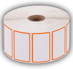 2.25" X 1.25" Direct Thermal Perforated Stickers Labels for Barcodes, Address, Consignment - Compatible with Zebra, Rollo, Godex and More (Orange Border, 6 Rolls)