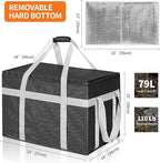 XXXL 2 Pack Insulated Food Delivery Bag with Removable Hard Bottom, Reusable Insulated Grocery Bag for Hot and Cold Food, Catering Cooler for Doordash, Warmers, Parties (Black+Red)