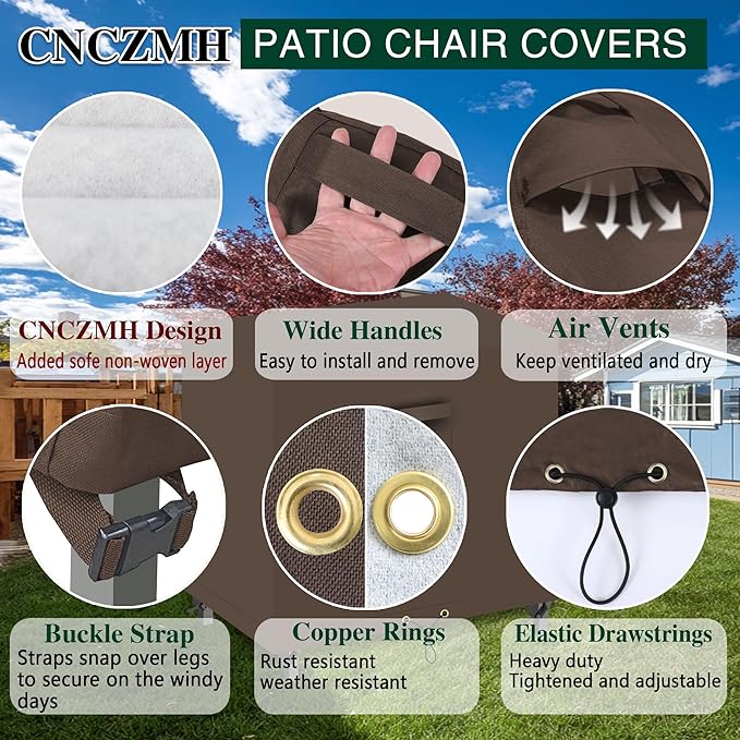 Heavy Duty Patio Furniture Covers Waterproof, 600D Outdoor Furniture Cover Waterproof for Sectional Sofa Couch, Outdoor Dining Table and Chair Set Covers 46''L x 25''W x 40''H, Brown