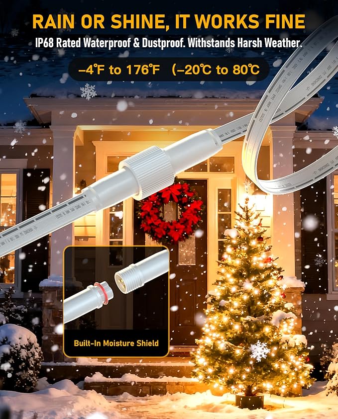 16FT Extension Cable for Govee Permanent Outdoor Lights (H705A-H706C), IP68 Waterproof 3-Pin Extension Cord, 22AWG Pure Copper Wire, Expand Holiday Lighting for Christmas, New Year, Roof