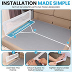 TotCraft FlexGuard Adjustable Length & Height Bed Rail for Toddlers – Fits Twin, Full, Queen & King Beds – 35.5″ or 59″ Two Fixed Lengths – 14 Height Levels – ASTM Certified Kids Safety Guard (White)