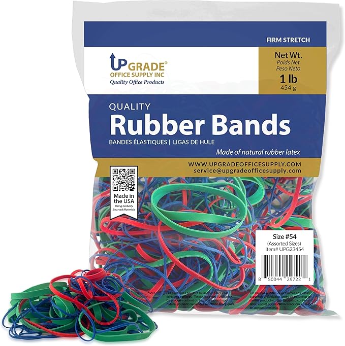 Upgrade Rubber Bands, Assorted Sizes & Colors, 1 lb 2-Pack, USA